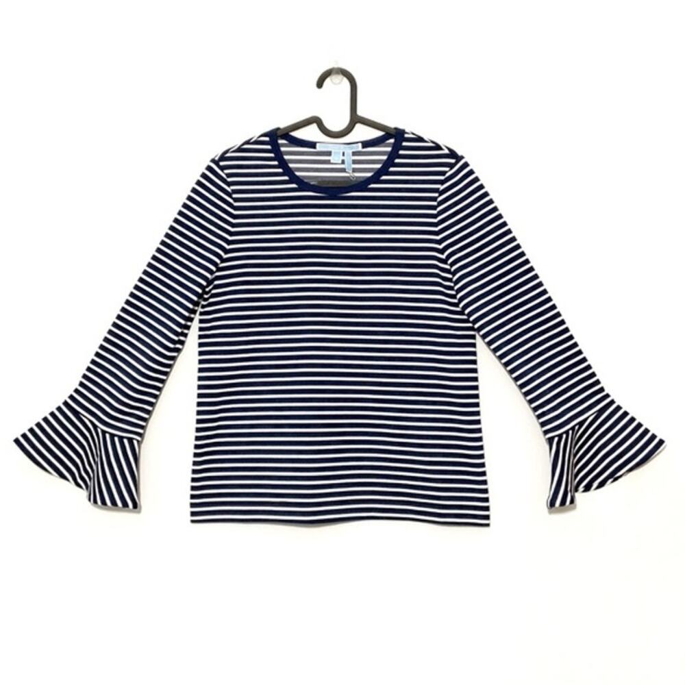 Draper James Sadler Stripe Knit Bell Sleeve Top - Medium